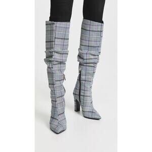 Jaggar The Label Street Style Fortune Tall Checked Slouchy Boots Plaid Size 6.5